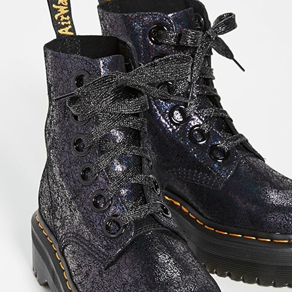 Dr. Martens | Molly Iridescent Crackle Black Boots - Picture 8 of 13